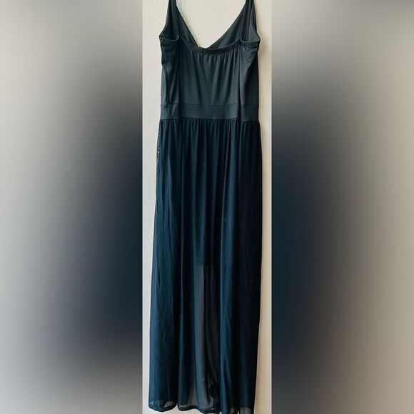 RED DOT BOUTIQUE 858 -Sheer Mesh Embroidery Chiffon Hi Low Maxi Dress Si… - Picture 7 of 10